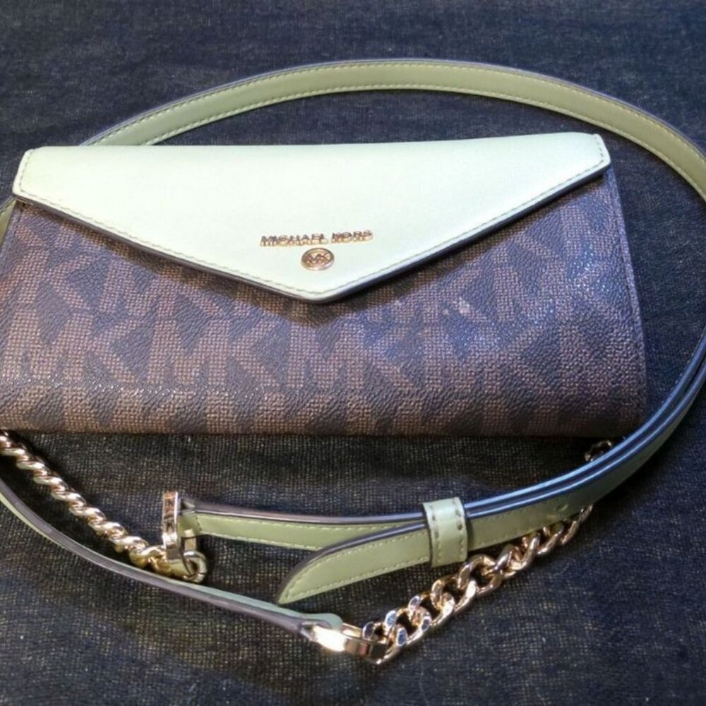 Michael Kors Jet Set Charm Crossbody Envelope Bag Small Aloe Green Preowned - Picture 5 of 6